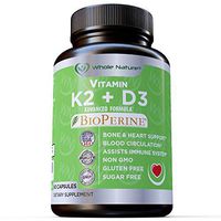 K2 D3 Vitamin Supplement with BioPerine - Vegan Calcium Supplements with Vitamins K and D - Advanced D3K2 VIT 5000 IU - 60 Vegan D3 Plus K2 MK-7 Complex Nutritional Capsules for Heart & Bone Health