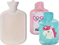 WINNPRIME Hot Water Bottle 2 Liters, Natural Rubber Hot Water Bag with 2 Replaceable Soft Fleece Covers, Great for Pain Relief, Hot Compress and Heat Therapy