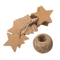 Vosarea Craft Paper Star Tags Handmade Hanging Gift Labels for Wedding Christmas Party Favor 100pcs with Hemp Rope 10M