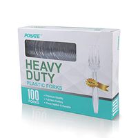 POSATE Heavy-Weight Plastic Forks, Durable, Disposable,White，Box of 100