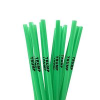 Trump Straws (10inch0.23inch) - Green and Black Plastic Reusable Drinking Straws-Pack of 20