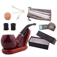 JYH-U Handmade Curved Rod Pipe Set,Pipe Scraper,Pipe Filter,Cork and Delicate Gift Box,Gift for Men and Pipe Lovers