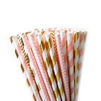 CC HOME Bachelorette Party Supplies,100 Pack Pink Gold Paper Straws/Gold and Pink Stripe Straws, Bachelorette Party Straws for Bridal Shower,Hen Party,Wedding Bridal Shower Party Favor Supplies