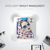 Cool Hip Hop Girl Striped T-Shirt Hat Sunglasses Bodyweight Scale Personal Weight Scale Weight Scale Body Fat Tracks 8 Key Compositions Analyzer Sync with Fitness Apps 400 Lbs