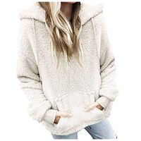 HIRIRI Winter Women’s Zipper Sweatshirt with Pockets Blouse Long Sleeve Fleece Quarter Zip Pullover Tops White