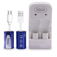 CR2 3V 300Mah Rechargeable Battery 2Pcs with USB Charger Lithium Battery CR2 3Volt CR15H270 CR15266 CR15270 (Cr2 3v Charger (2pcs Batteries))