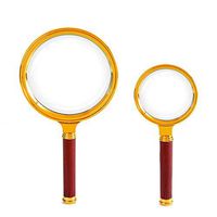 10X Handheld Magnifier 2 Pieces/Pack 3.5inch+2.3inch Antique Mahogany Handle Magnifier Reading Magnifying Glass for Reading, Inspection, Rocks, Map, Crossword Puzzle