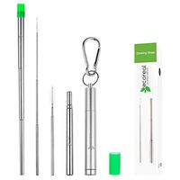 ECOREAL Collapsible Stainless Steel Straws: Telescopic Reusable Metal Straw Set with Silicone Tip, Cleaning Brush, Portable Long Straw, Carrying Case & Key chain Travel Case