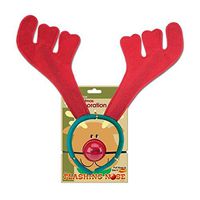 4 Pack Christmas Costume Reindeer Antlers Headband and Flashing Nose Set by FLOMO