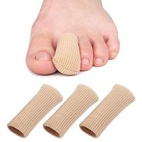 Skyfoot’s Toe Caps Fabric Lined with Silicone Gel Sleeves Protectors - 3 Pack Cuttable Gel Toe Covers For Bunion, Hammer Toe, Blister, Corn (Medium 3/4" Diameter)