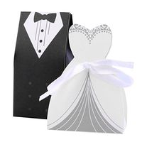 Candy Boxes, Coxeer 50Pcs Wedding Sweets Boxes Creative Wedding Suit Shaped Gift Boxes