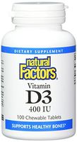 Natural Factors, Vitamin D3 400 IU, Supports Strong Bones, Teeth and Immune Function, 100 tablets (100 servings)
