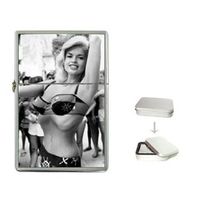 New Product JAYNE MANSFIELD PANIC BUTTON Flip Top Cigarette Lighter + free Case Box