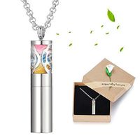 Vocheng Aromatherapy Diffuser Necklace Stainless Steel Perfume Bottle Essential Oil Diffuser Pendant Locket Necklace with 24 Pads Jewelry for Women Girls (B)