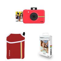 Polaroid Snap Instant Digital Camera (Red) with ZINK Zero Ink Printing Technology w/ Polaroid 2x3 inch Premium ZINK Photo Paper (50 sheets) w/Polaroid Neoprene Pouch with Belt Loop for Snap Instant Camera, Red