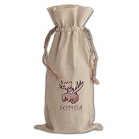 Personalized Custom Text Moose Head Cotton Canvas Wine Bag Cotton Drawstring