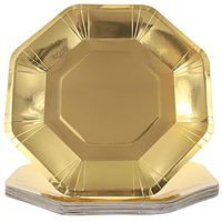 Juvale Octagon Paper Party Plates, Gold Foil, 9 Inches (24 Pack)
