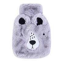 lehao Premium Classic Portable Water Injection Hot Water Bag with Soft Cartoon Plush Cover Great for Pain Relief and Body Warm,Grizzly