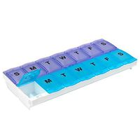 Ezy Dose (14-Day) Pill, Medicine, Vitamin Organizer Box | Weekly, Daily Planner | Locking Compartments | Colored Lids