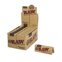 RAW Classic Natural Unrefined Rolling Papers - Connoisseur Pack 1 1/4 Size and Pre-Rolled Tips (24)