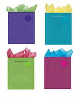 All Occasion Party Gift Bags - Set of 4 Medium Glitter Gift Bags w/Tags & Tissue Paper