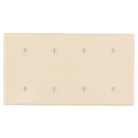 Leviton 86057 4-Gang No Device Blank Wallplate, Standard Size, Thermoset, Strap Mount, Ivory
