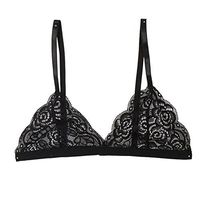 Yiitay Women Unpadded Embroidered Floral Lace Ultra-Thin Transparent Sleeping Bra