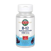 KAL B-12 Methylcobalamin 5000 mcg Lozenges | Natural Acai Flavor | Healthy Metabolism, Energy, Nerve & Red Blood Cell Support | 60 Lozenges