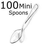 Zappy 100 Clear Plastic Mini Spoons 3.75" Plastic Spoon Small Spoon Great Dessert Spoon or Ice Cream Spoon Disposable Plastic Spoons Mini Tasting Spoons Dessert Spoons Flatware Appetizer Spoons (100)