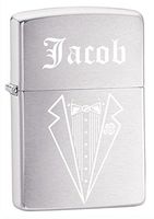Gifts Infinity® Groomsman, Best man Gift Personalized Tuxedo Zippo LIGHTER - Free Laser Engraving (Chrome)