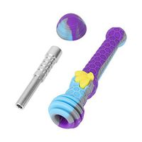 DoPake New Arrival Silicone Honey Straw 6.5" With caps.Purple Blue