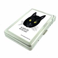 Black Cat Em2 Hip Silver Cigarette Case With Built In Lighter 4.75" X 2.75" Id Holder Metal Wallet RFID Protection