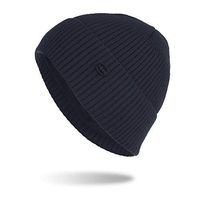 Theoylos Men's Beanie Hat Scarf Set Warm Knit Hat Men Thick Fleece Lined Skull Cap Winter Windproof Hat & Scarf Navy