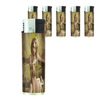 Butane Refillable Electronic Lighter Set of 5 Pieces Fairies Design-009