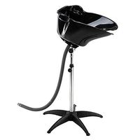 Mefeir Black Portable Shampoo Sink with Adjustable Height & Drain,Salon Hair Washing Basin Barber Deep Bowl