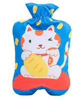 1000ML Classic PVC Cold or Hot Water Bottle with Soft Plush Cover - Fortune Cat
