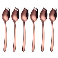 Sporks 6 Pack Stainless Steel Sporks Everyday Use, Camping Backpacking Utensils, Spaghetti Salad Dessert Heavy Duty Flatware Set (Rose Gold)