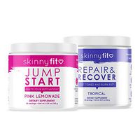 SkinnyFit Jump Start and Repair & Recover Powder, Pre & Post Workout Supplements, Natural Energy, Boost Focus & Endurance, Muscle Recovery & Growth, 30 Servings of Each