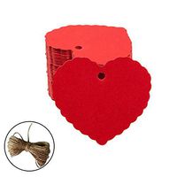 200pc Peach Heart Shape Kraft Paper Tags, CRIVERS Gift Tags/Hang Tags with Free Natural Jute Twine for Christmas Wedding Thanksgiving Birthday Holiday Party Favors (Red)