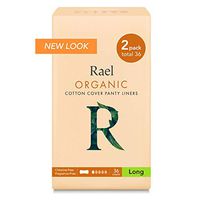 Rael Certified Organic Cotton, Unscented, Natural Daily Panty-Liners, Long, Pack of 2 (36 Count), 6.8 Inch