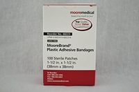 MooreBrand Adhesive Sheer Plastic Bandages, 1-1/2 x 1-1/2 Inch