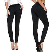 JQjian Yoga Pants for Women, Leggings with Pockets High Waist Tummy Control Workout Bodybuilding Pants (L, Black)