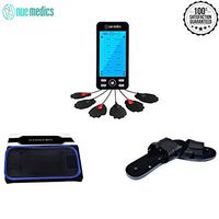 Rechargeable NueMedics Tens 24 Muscle Stimulator Complete Set + Flex Snap on Belt for Lower Back + Reflexology Slippers Pain Relief Therapy Muscle Recovery Arthritis, Bursitis, Tendonitis, Sciatica