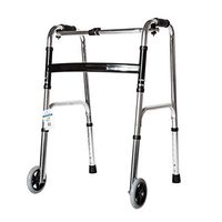 Elderly Disabled Sports Training, Wheeled Walking Frame Foldable (Color : Silver)