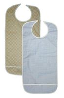 2 Pack Adult Vinyl Adult Bibs with Crumb Catcher - Gold and Blue