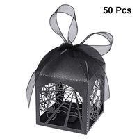 BESTOYARD 50PCS Hollow Die-Cut Favor Boxes Halloween Wedding Candy Boxes Wedding Gift Boxes (Black)