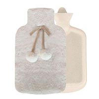 BOENFU Premium Classic Rubber Hot Water Bottle with Luxurious Faux Fur Cover, Great for Warmth Ease Aches Pains and Menstrual Cramps, Aid Comfort Sleep, Ideal Xmas Gift (2 Liters, Cream Color)