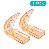 Ultrassist 2 Pack Pill Cutters, High Transparent Pill Splitter for Small or Large Pills, Best Tablet Cutter with Strong Hinge, Orange Colors