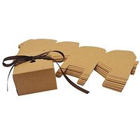 Kslong 50pcs/Set Romantic Gift Box Kraft Paper Candy Boxes with Butterfly Ribbons Gift Box Kraft Paper Candy Packing Box for Wedding Favors,Birthday,Baby Shower (Brown)