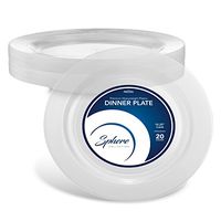 SPHERE PARTY PLATES/DINNER PLATES | 10 Inch Plastic Plates for Dinner/Wedding Etc.| Round Clear Everyday Plate, 20 Pack | Elegant & Sturdy Heavy Duty Disposable Plates for all Holidays & Occasions